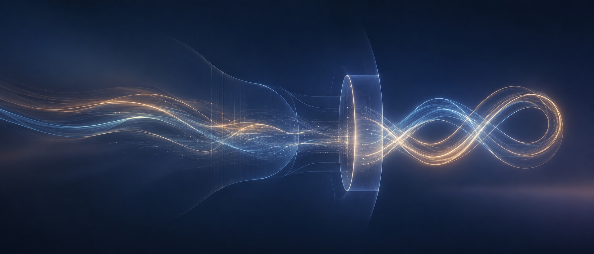 Light streams flowing through a lens — the affordance that shapes the flow.